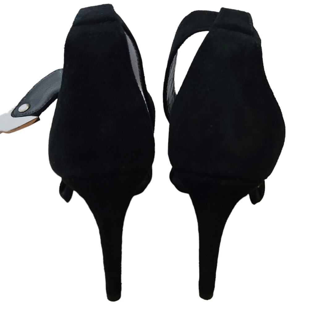 MAJE Falbaria black suede leather western buckle ankle strap heel sandals 39 NEW - Picture 4 of 9